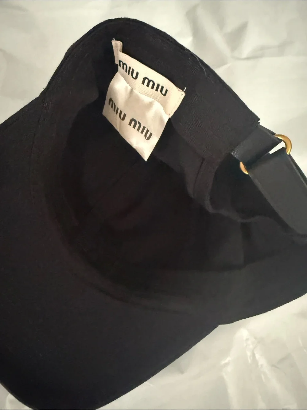 Miu Miu Black Cap with White Embroidered Logo